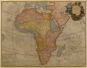 Kart over Afrika, publisert i 1700, Paris (fargegravering)